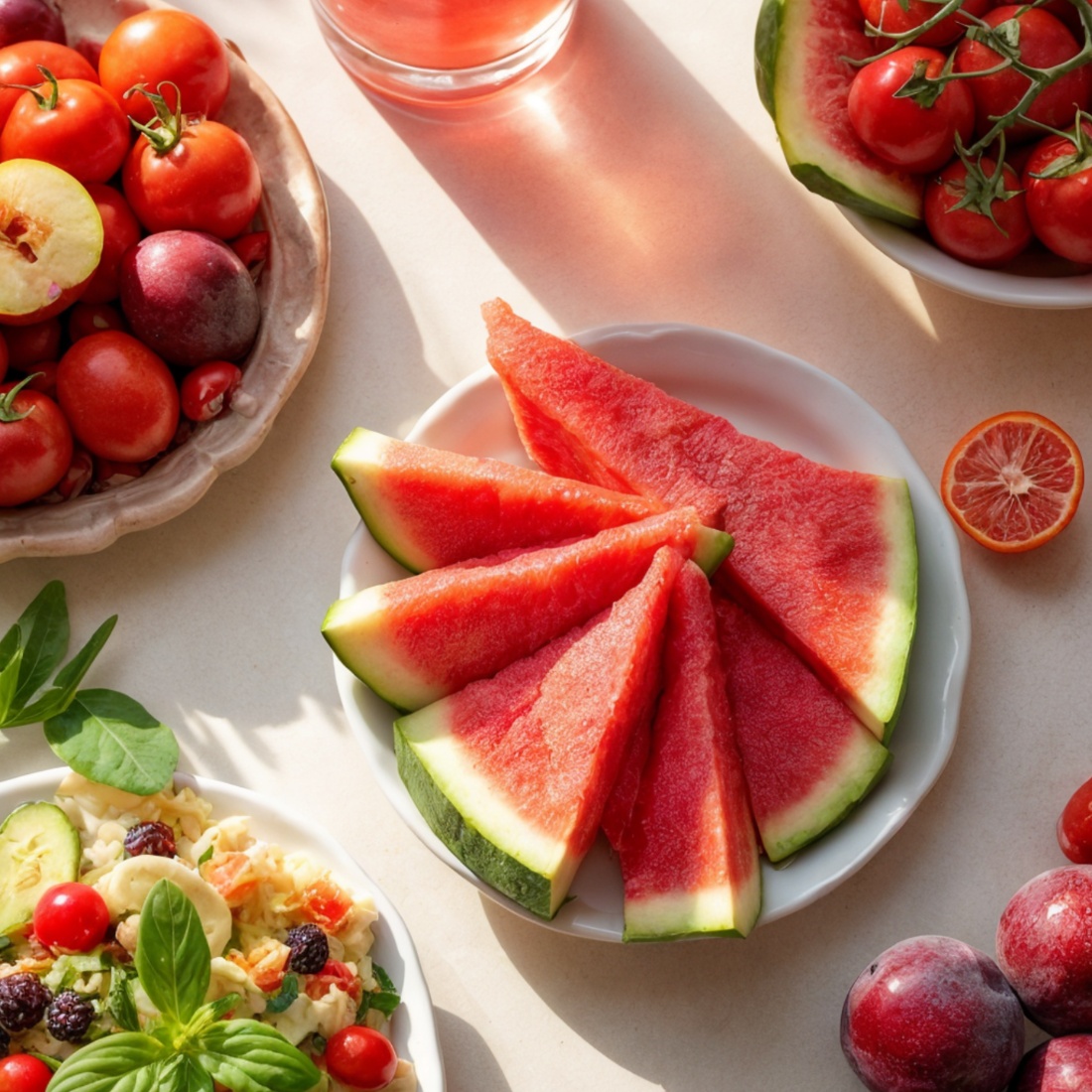 letnja salata, libenica, feta